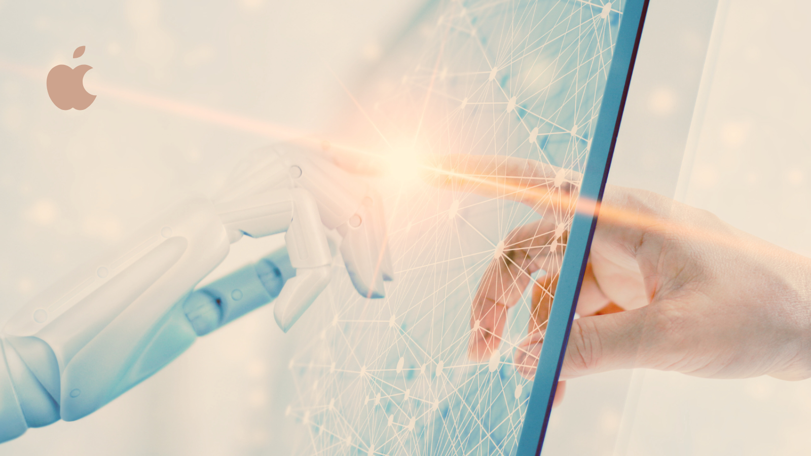 Menschliche Hand berührt Roboter-Hand